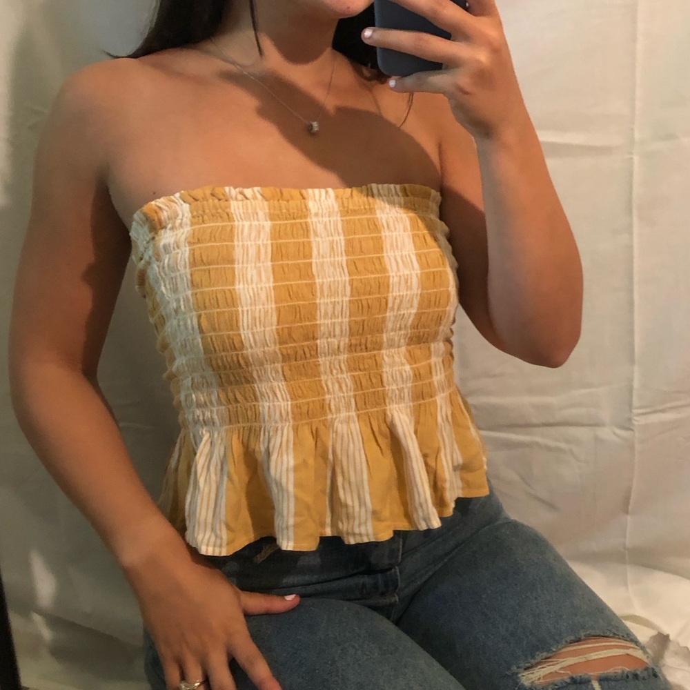 Strapless yellow top